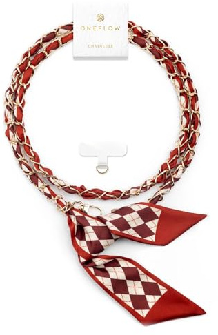 ONEFLOW Universal Handykette zum Umhängen, Designer Handyband für Hüllen, Scarf Kette abnehmbar mit Karabiner ohne Handyhülle für alle Smartphones, Chainless Silk Liaison
