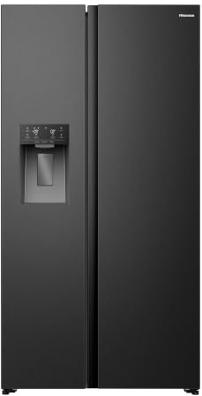 Hisense PureFlat 528L American side-by-side Fridge Freezer RS5P528STBE with Non-plumed Water & Ice dispenser - E- Rated- Black Stainless