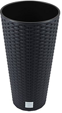 27 Liter Blumentopf Pflanztopf Vase rund Oberfläche Rattan Optik inkl. Pflanzeinsatz anthrazit