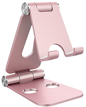 Simpeak Supporto Tablet, Universale Smartphone Stand Tavolo Regolabile Multi-Angolo Alluminio Porta Cellulare Compatibile con iPad, Holder Compatibile con Switch Lite, Dispositivi 4-10,Oro Rosa