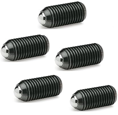 Ganter Normelemente GN 615.3-M8-K 3-M8-K-Federnde Druckstücke mit Innensechskant, Schwarz, Gewinde d1: M8, 5 Stück