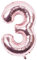 40 Zoll Riese Helium Folienballon 0 to 9 Roségold Ballon Geburtstag Hochzeitsfeier Digitale Dekorationen Nummer 3