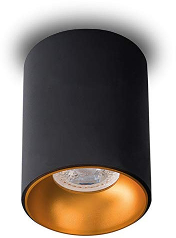 trendlights24 Como Decken Aufbauleuchte Deckenleuchte GU10 230V Schwarz/Gold gebürstet Deckenstrahler - 110 mm - LED 4W 38-45° Kaltweiß