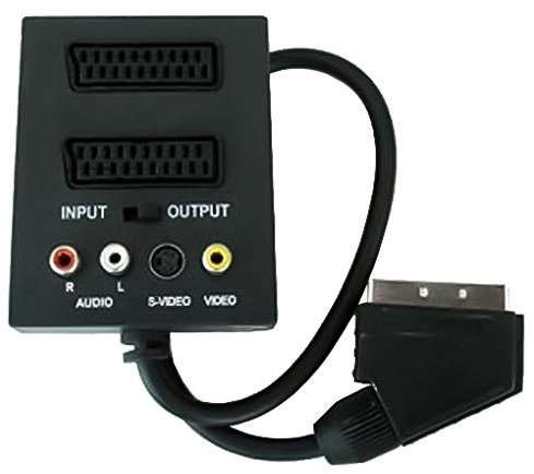 PremiumCord Adattatore Scart/m-2Xcart + 3 x RCA con Interruttore in/out