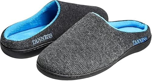 TANNESS Two-Tone Memory Foam Mens Slippers | Anti Sweat Slippers with Rubber Sole and Slip-On Closure | Perfect for Indoor Outdoor and Summer Gifts