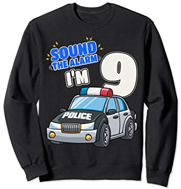 Kinder-Polizeiauto 9. Geburtstag 9 Jahre Polizist Offizier Sweatshirt