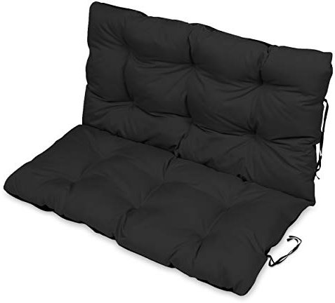 SuperKissen24. Sitzkissen Bankkissen Bankauflage für Gartenbank - 100x50 cm und Rückenlehne 100x60 cm - Outdoor und Indoor - schwarz
