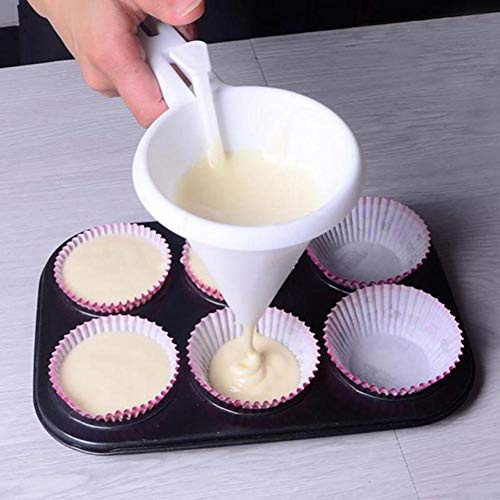 BYFRI Küche DIY Convenient Praline Icing Funnel Mold Weiß Foodgrade Plastik Pancake Creme Batter Dispenser-Kuchen-Werkzeug