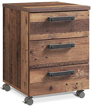 moebel-eins Cassia Rollcontainer, Material Dekorspanplatten, Old Wood Vintage/betonfarbig