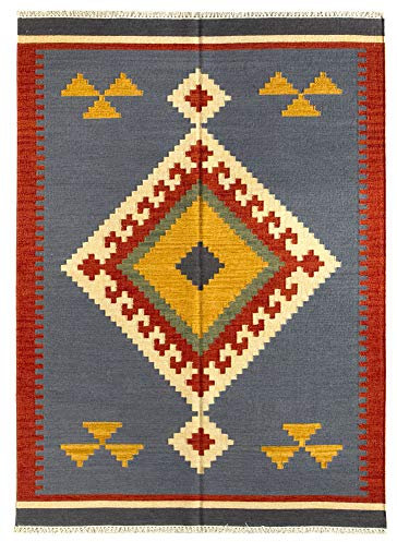 HAMID - Kelim Teppich Lori mit Geometrischem Oriental Design - 100% Wolle - Handgeknüpfter Kelim - Flurteppich, Wohnzimmer, Schlafzimmer, Wohnzimmer (D.1, 230x160cm)