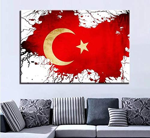 Diamantmalerei Wohnkultur Türkei Flagge Diamantstickerei Zum Verkauf Stickerei Perlen Diamant eingelegt Strass Bild Platz 30x40cm