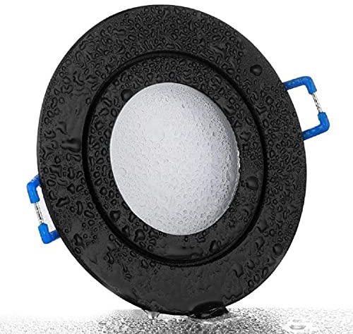 feinlux® IP44 LED Einbaustrahler 5W 230V dimmbar Bad Terrasse Einbauleuchte Spot schwarz extra flach 30mm Einbautiefe (Lichtfarbe Neutralweiß/Daylight)