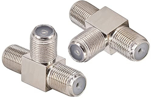 BOOBRIE F cavo coassiale splitter 3 vie, tipo F maschio a doppio maschio connettori TV satellitare splitter RG6 adattatori coassiali per antenna video videoregistratore, 2 confezioni