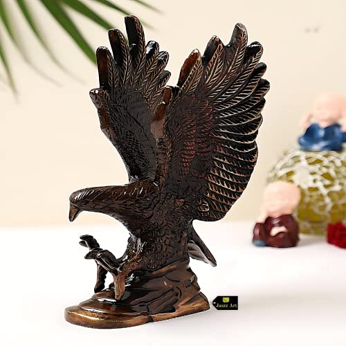 Jaszz Art Messing-Statue mit fliegendem Adler, Hawk-Skulptur, Feng Shui, Garuda, Statue für Zuhause, Büro, Schaustück, Vastu, Geschenkartikel (20,3 cm, 1 kg, Braun)