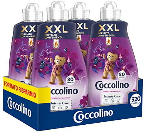 Coccolino Ammorbidente Concentrato Orchidea Viola & Mirtilli 8 Litri 320 Lavaggi, 4x80 Lavaggi