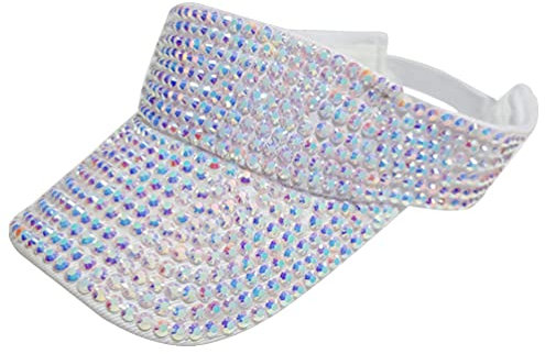 ASUITOFK Bling Strass Sport Sonnenblende Hüte Verstellbare Sommer Kappe Visor Caps für Männer und Frauen Outdoor Hut, Weiß, Einheitsgröße