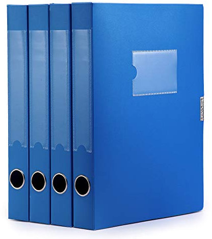 DONGLI A4 Archivbox(Blau,4 Stück) Archiv-Schachtel mit 4 cm Breit Rücken,Sammelboxe Büroordner mit Rückenschild für Office