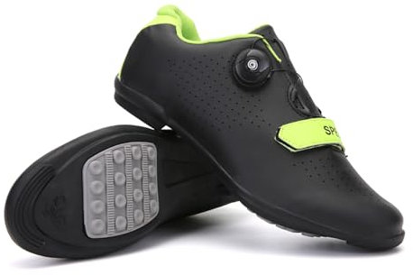 LZQpearl Fahrradschuhe Herren, Rennrad Und Mountainbike Schuhe Mit Gummisohle, Atmungsaktive, rutschfeste No-Lock Fahrradschuhe Mit Schnell Rotierendem Schnürsenkelsystem Black, 44