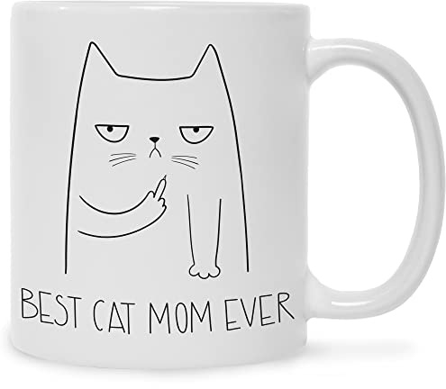 GRAVURZEILE Tasse mit Spruch - Best Cat Mum & Dad - Lustige Tasse für Eltern - Geschenk zum Muttertag Vatertag für Frauen Männer - für Sie & Ihn - Farbe: Mom Weiß