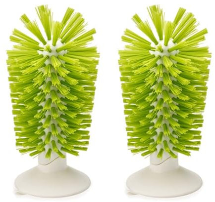 AUPSU 2Pcs Water Bottle Cleaning Brush, Standing Glass Washer with Suction Cup Bottle Cleaner for Beer Mugs