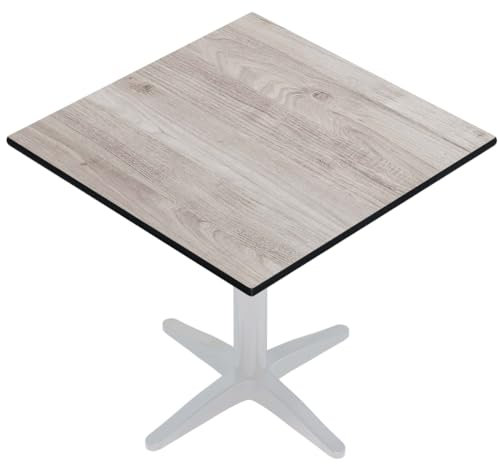 GGMMÖBEL COMPACT | Esstisch HPL Tischplatte | 58 x 58 cm | Eiche-Weiß | Perfekt für klappbare Gartentisch, Esstisch | Outdoor | Restaurant, Cafe, Bar