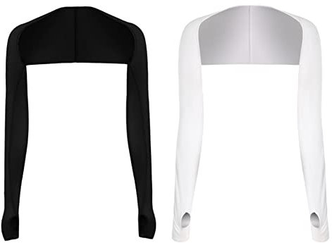 Elegtiskas 2 Pairs Sun Protection Arm Sleeves Shrug Anti-UV Golf Cooling Shawl with Finger Hole