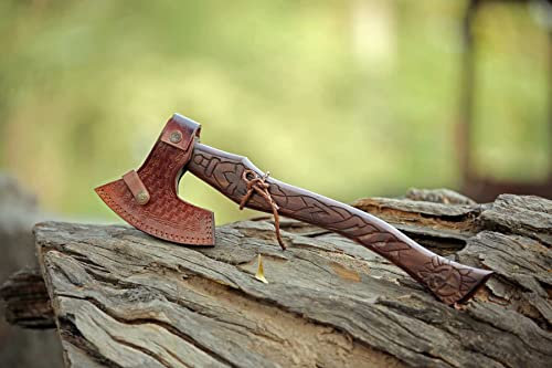 Custom Steel Viking Axe,Axt High Carbon Stahl mit Scheide Wikinger MAQ2595