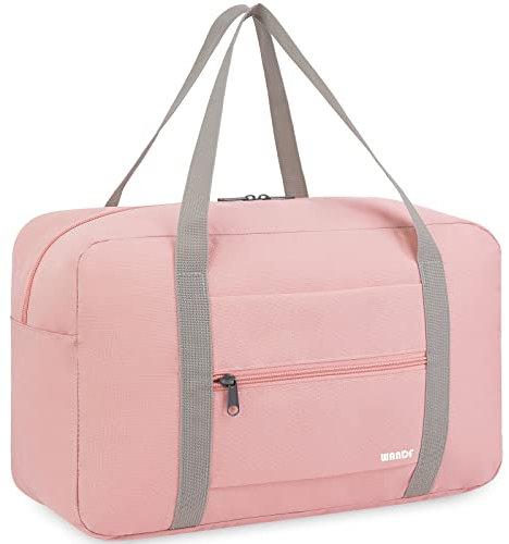 WANDF Ryanair Cabin Bag 40x20x25 Foldable Underseat Travel Duffel Approved for New Ryanair 40x30x20 Water-Resistant Carry On Hand Luggage Overnight Bag for Women Men (Pink 20L)