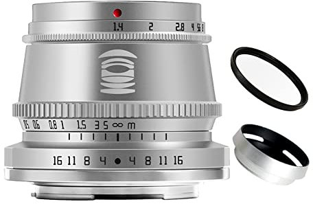TTArtisan 35mm F1.4 APS-C Cadre Mise au Point Manuelle Objectif à Grande Ouverture pour Canon R EOS R Mount Camera R RP R3 R5 R6 R7 R10 Argent