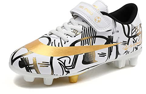 Botas de Fútbol Niños Zapatos de fútbol Tacos Cesped Artificial Zapatillas de Fútbol Zapatos de Fútbol Tacos Fútbol Deporte de Caña Alta Zapatos de Entrenamiento Tallas 28-38 EU