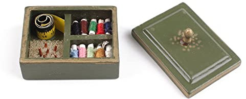Gutshof miniaturen Puppenhaus Zubehör Hobby Nähen Nähkästchen Nähgarn 1:12