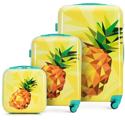 WITTCHEN Valise de Voyage Set de 4 valises Bagages à Main Trousse de Toilette Set de valises en ABS avec 4 roulettes pivotantes Serrure à Combinaison Poignée télescopique Young Line Jaune