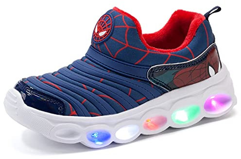 IRON JF Licht led Schuhe Kinder,Glühende Trainer Jungen Leuchtschuhe mädchen, Blinkt Sneaker Outdoor Sportschuhe Atmungsaktives Prickelnd Laufschuhe Turnschuhe (Color : Plüschs Blue, Size : 23 EU)