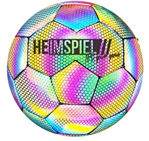 Heimspiel™ Leuchtender Fußball - Reflektierender, leuchtender Effekt beim Fotografieren und Filmen mit Blitz - Unisex Größe 5 - kommt aufgeblasen und ist direkt einsatzbereit