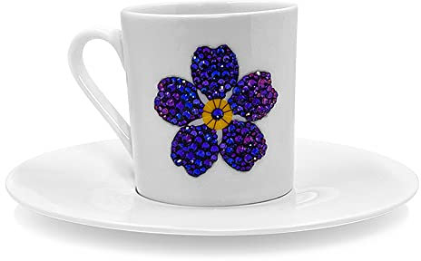mAmy Vergissmeinnicht Kaffeetasse mit Untertasse 4er Set