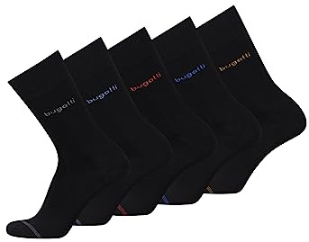 bugatti Herrensocken - 5er Box atmungsaktive Baumwollsocken für Alltag und Freizeit Größe 39-42 und 43-46