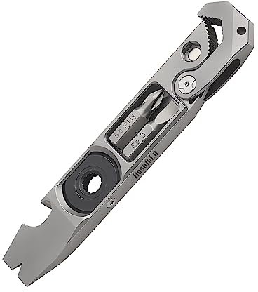 Titanium Pry Bar EDC Tool,Versatile Pry Tool,Bottle Opener,Wrench,ratche Screwdriver,Crowbar in One,Compact Versatile Pocket Pry Bar for Everyday Carry