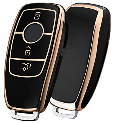 OATSBASF Autoschlüssel Hülle für Mercedes-Benz - Premium TPU-Schutzhülle (E-Klasse W213/S-Klasse W223) - Anti-Abschürfung, flexibel & stylisch (JB-Schwarz)