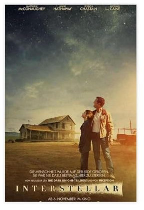 VesFy Interstellar Filmkunst-Poster, Leinwand-Poster, Wandkunst, Dekor, Bild, Gemälde für Wohnzimmer, Schlafzimmer, Dekoration, ungerahmt, 30 x 45 cm