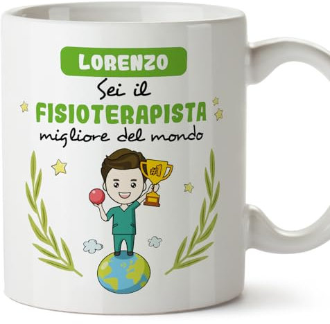 Mugffins Tazza Personalizzata in ceramica per FISIOTERAPISTA uomo 11 oz / 350 ml - In italiano - Sei migliore del mondo - Idea regalo per compleanno, anniversario, natale, laurea