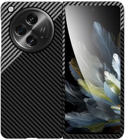 COQUE Oppo Find N3,Housse de Téléphone Pliable en Fibre de Carbone pour Oppo Find N3-Noir Argent