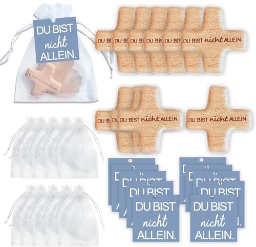 MKISHINE 10pcs Holzkreuz - Du bist nicht allein: Kleines Holzkreuz im Beutel Sonstiges Zubehör -Glücksbringer konfirmation geschenk kommunion geschenke für jungen