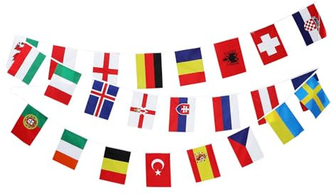 BESPORTBLE 20 Euro-Fußballfahnen Olympia-Flagge 20 Wimpelkette Outdoor-Europapokal-Flagge Weltflagge Banner-Dekoration Für Schule Sportveranstaltungen Party