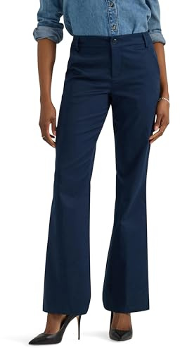 Lee Women's Wrinkle Free Mid Rise Bootcut Pant Rivet Navy 12