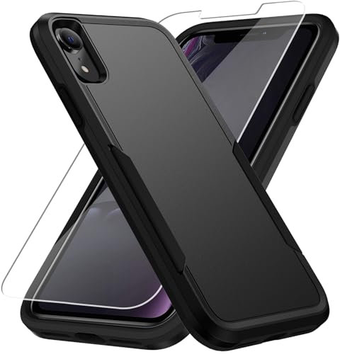 Warsia for iPhone xr Phone case, iPhone XR Case with HD Screen Protector [Military Grade Drop Tested] Heavy-Duty Tough Rugged Shockproof Protective Case for iPhone XR, Black