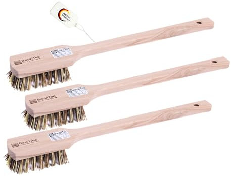 BawiTec Stielbürsten Reinigungsbürsten Schrubberbürsten Handbürsten Harte Borsten weiche Borsten Holzbürsten Verschiedene (Natur Union 3X 43cm)