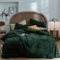 Covebett Winter Warme Bettwäsche 200x220 Grün Dunkelgrün Flanell Cashmere Touch Plüsch Winterbettwäsche 3teilig, 1 Flauschig Coral Fleece Bettbezug mit Reißverschluss und 2 Kissenbezug 80x80
