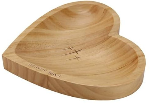 Exogio Decoratif Bol en Bois, Plateau de Service Forme de Cœur, Bol de Prière, Coupelle en Forme de Cœur en d'olivier, Plateau de Service pour Les Fruits et Les collations