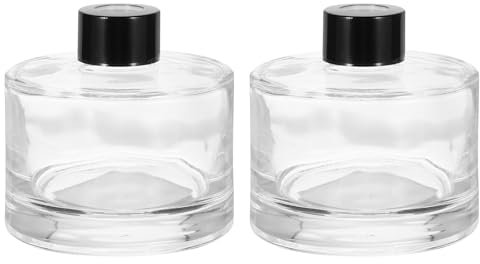 sourcing map 2pcs 200ml/6.8oz Empty Glass Diffuser Bottle 3.2 x 3.3 Refillable Fragrance Accessories Aromatherapy Jar Container for Replacement Reed Diffuser DIY Home Bathroom Transparent