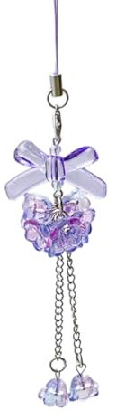 Asukohu Schlüsselanhänger für Damen, modische Schleife, handgefertigt, Handy-Schmuck, Hortensien, Handy-Charm, auffälliges Zubehör, Glasur, violett
